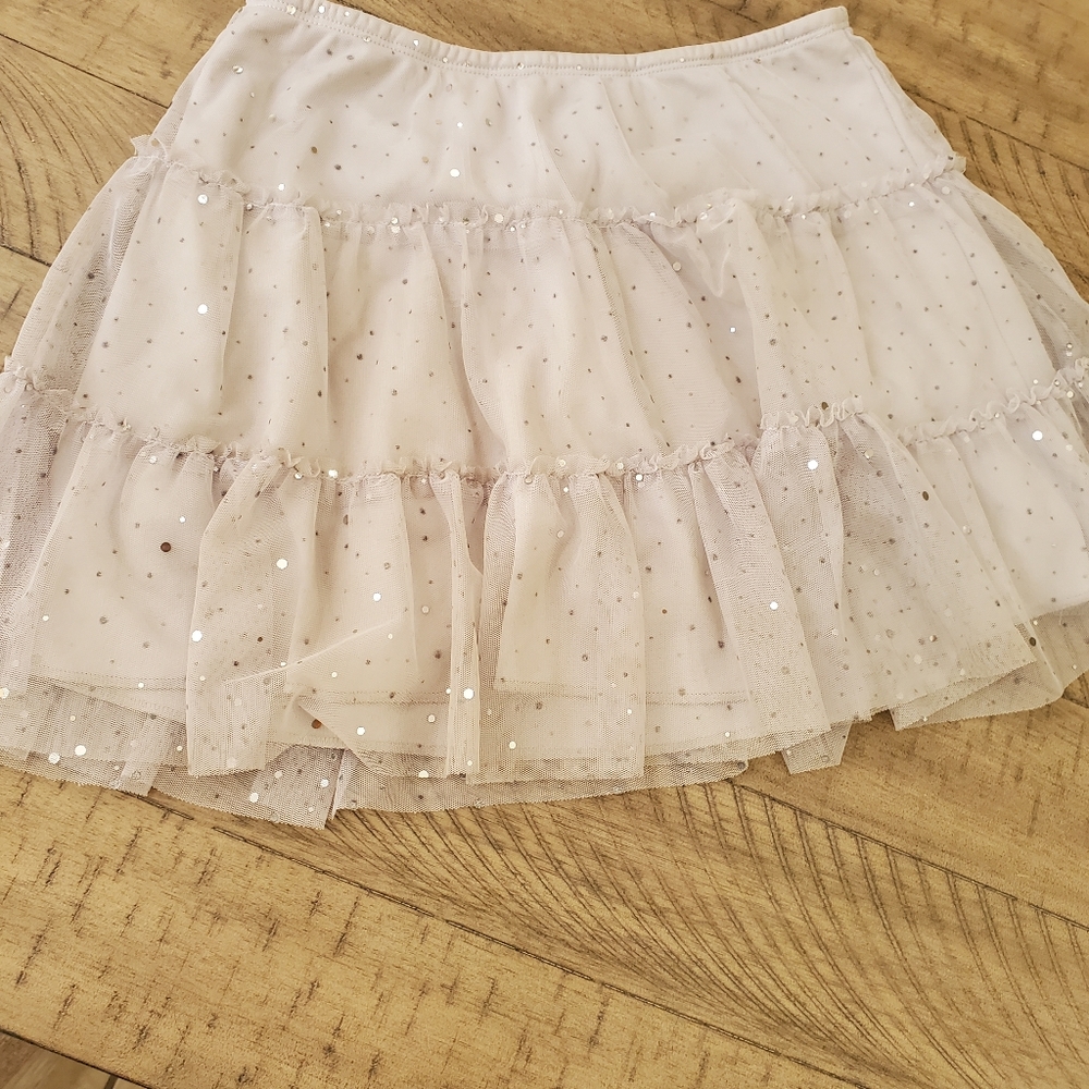 JUSTICE - tiered skirt sequin silver grey